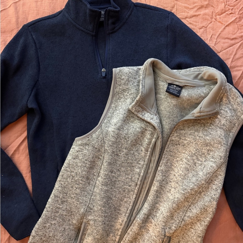 Charles River Apparel Navy and Gray Vest and Jacket Set